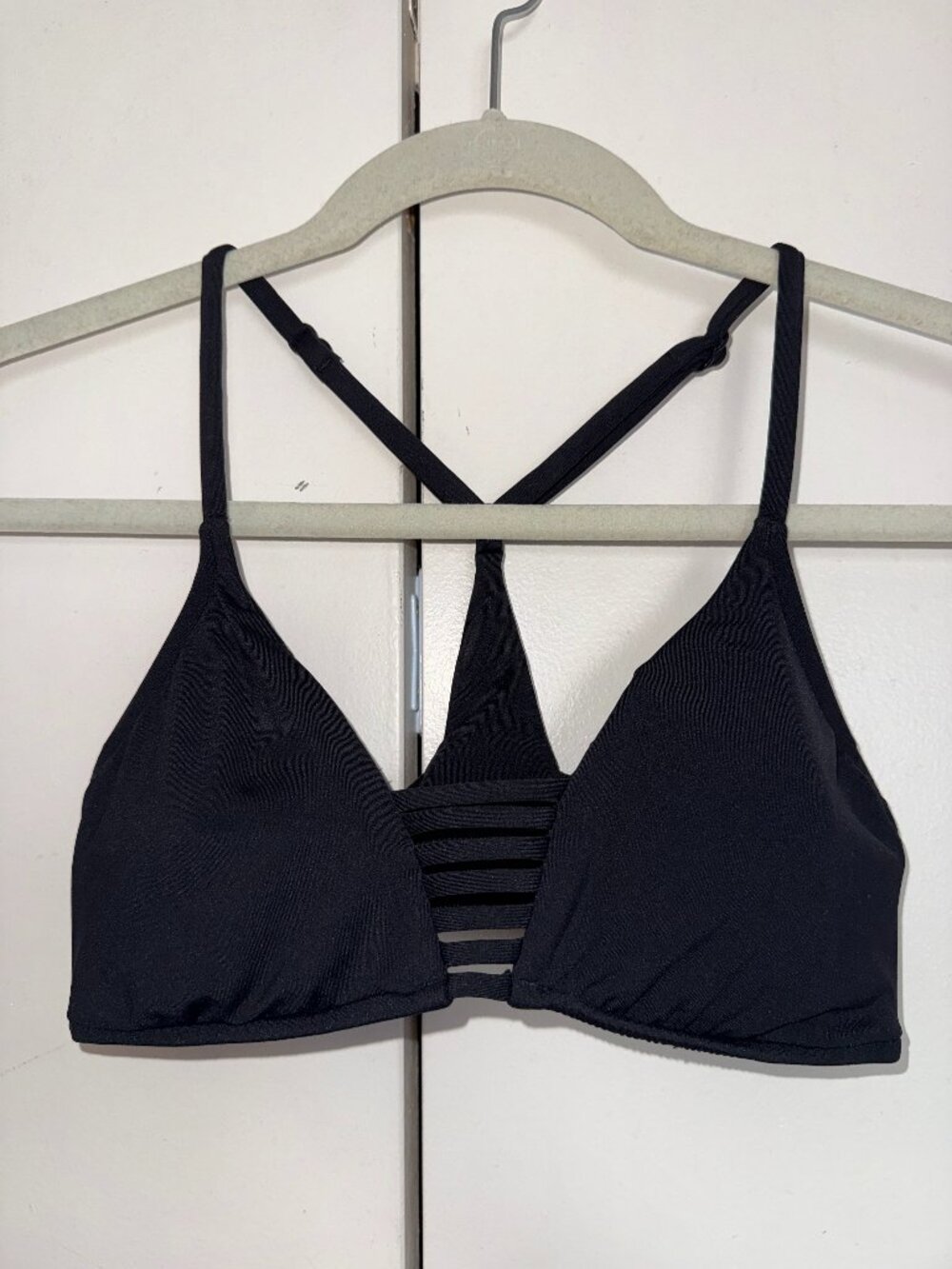 Seafolly Women's Active Multi Strap Adjustable Bralette Bikini Top Black Size 8